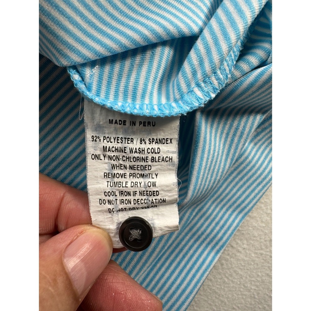 GREYSON Mens Golf Polo Shirt Blue White Stripe Short Sleeve Size XL Stretch Wick - Picture 16 of 16